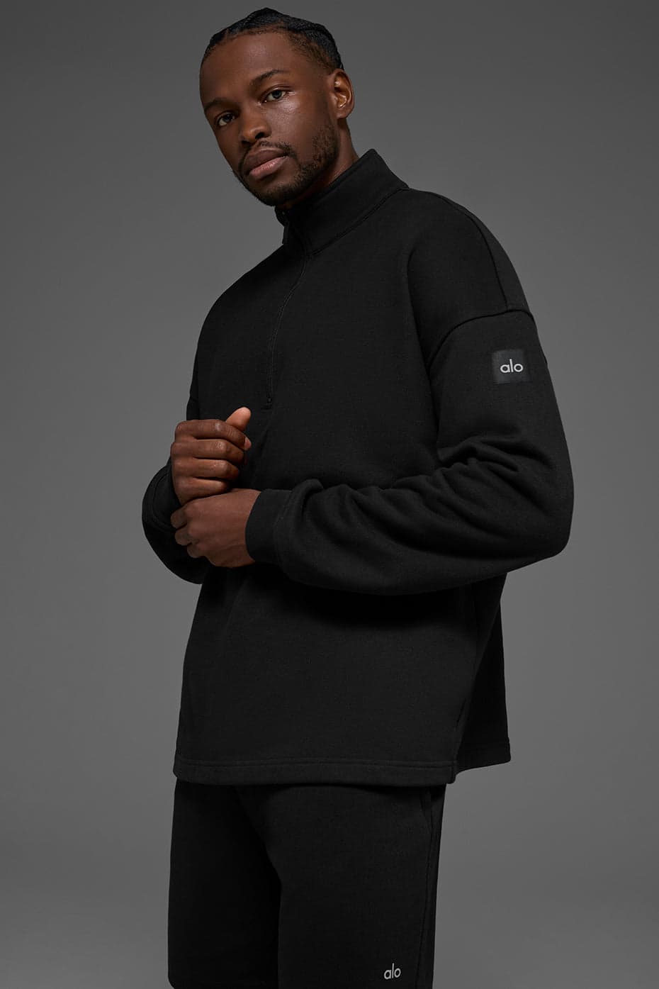 Alo Yoga — Renown Heavy Weight 1/4 Zip - Black