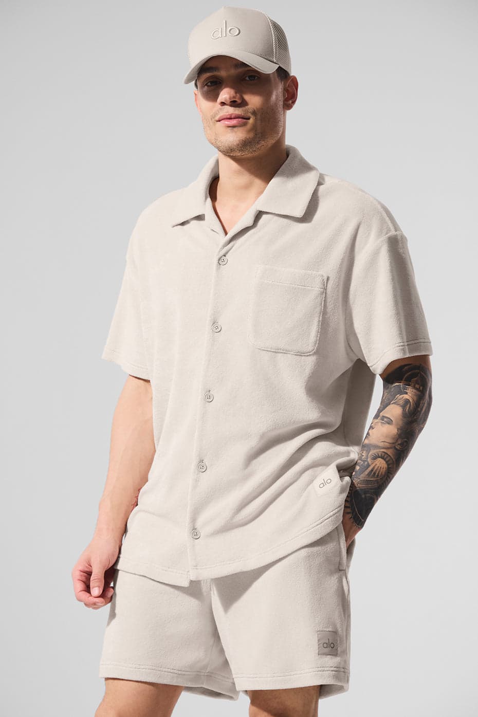Alo Yoga — Coastal Terry Button Up - Bone
