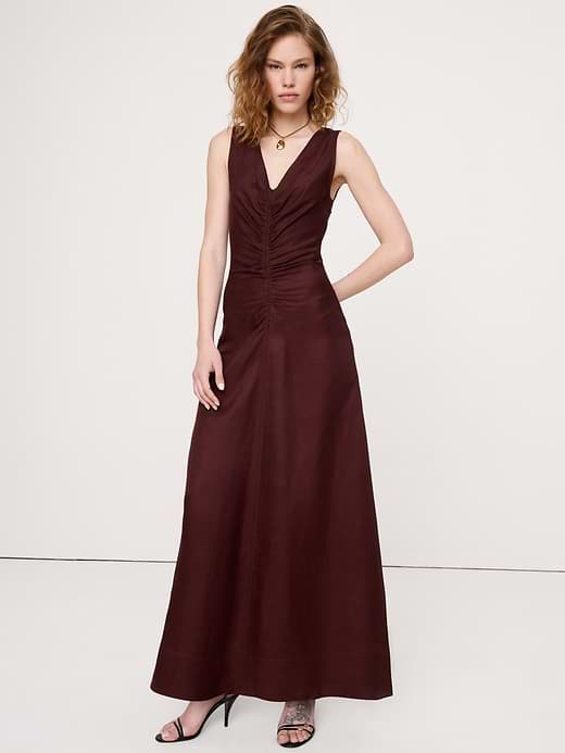 Banana Republic — Viscose-Linen V-Neck Maxi Dress