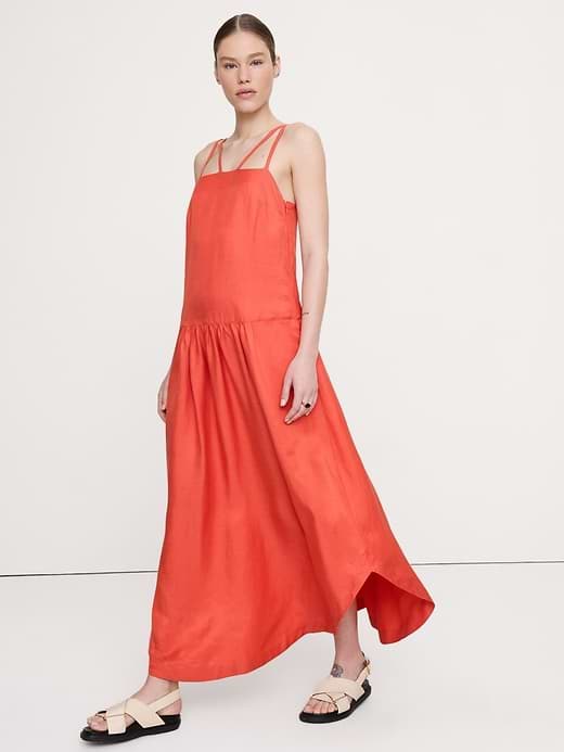 Banana Republic — Viscose-Linen Drop-Waist Maxi Dress