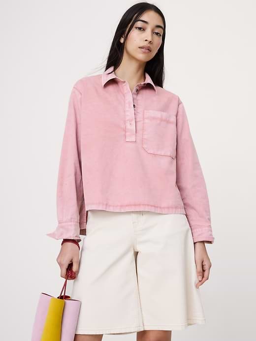 Banana Republic — Oversized Cotton Twill Popover Shirt