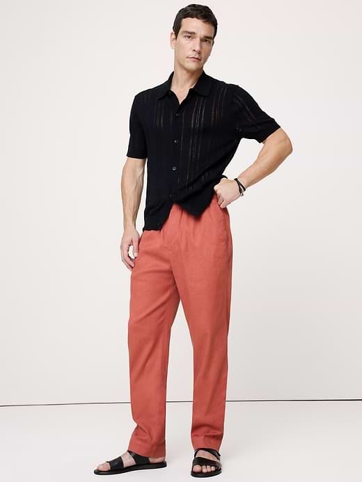 Banana Republic — Straight Italian Linen-Cotton Pull-On Pant