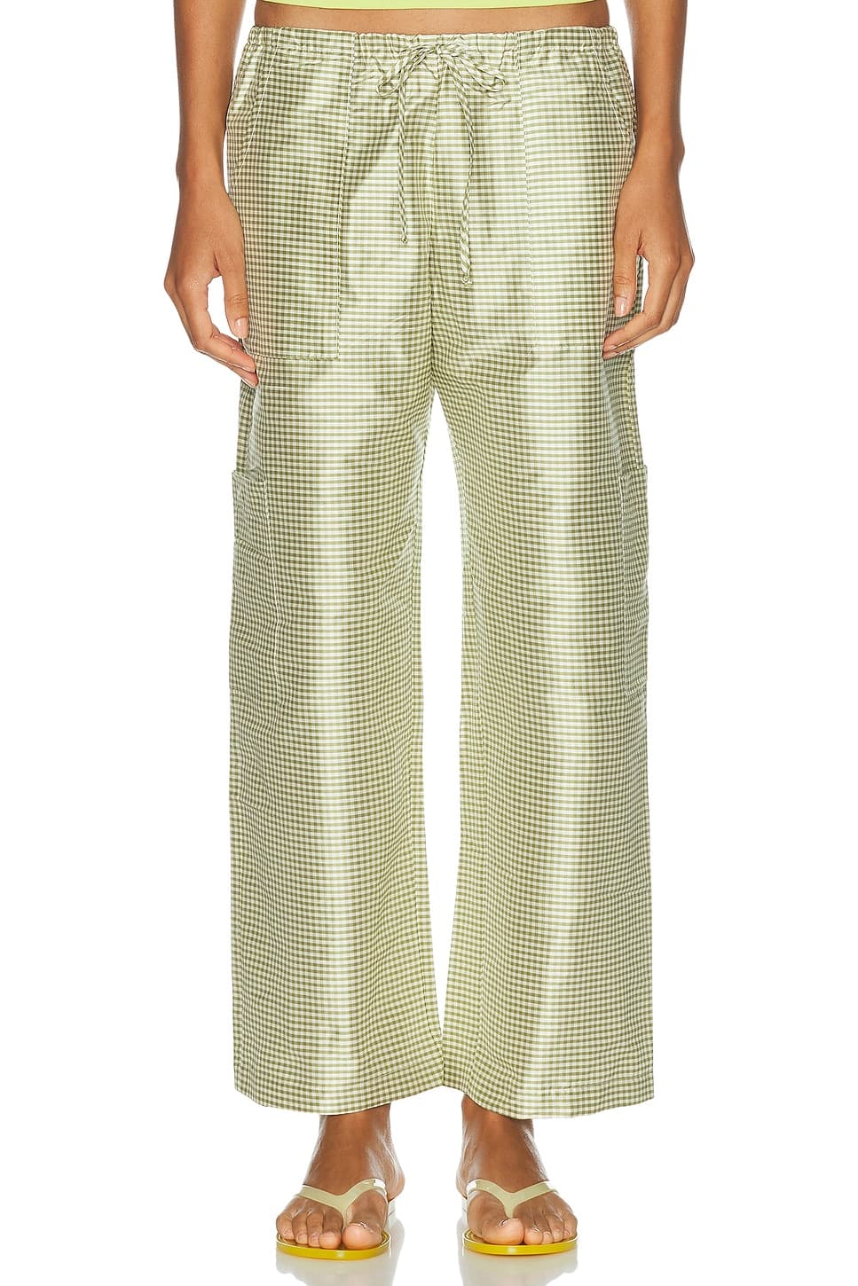 DONNI. — The Taffeta Gingham Drawstring Cargo Pant