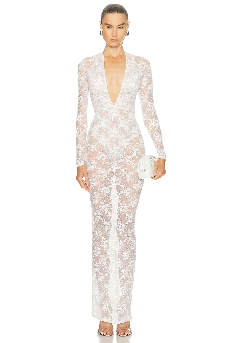 Alex Perry — Long Sleeve V-Halter Column Dress