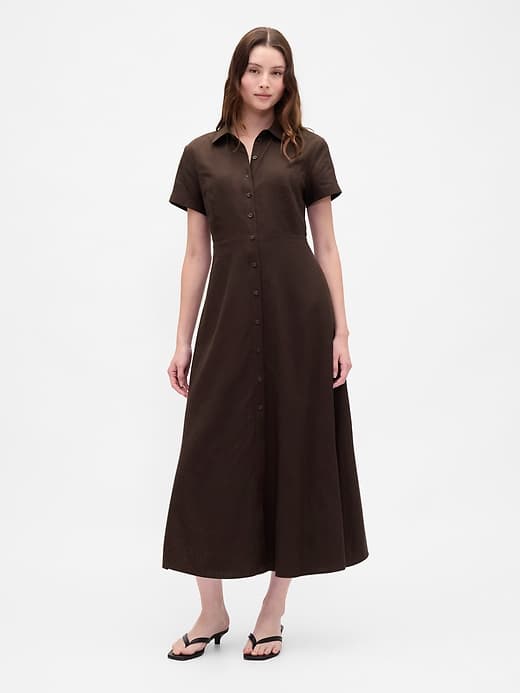 Gap — Linen-Blend Midi Shirtdress