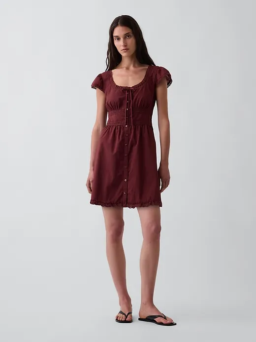 Gap — Scoop Neck Lace-Trim Mini Dress