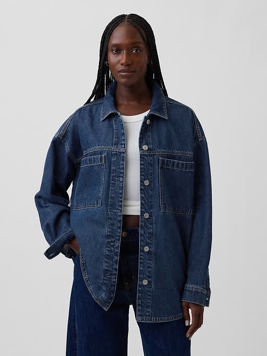 Gap — UltraSoft Leopard Denim Shirt Jacket