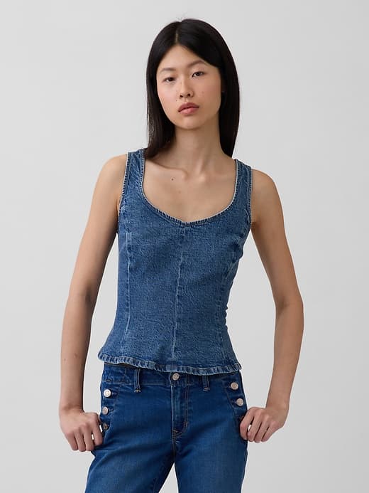 Gap — Linen-Blend Peplum Top