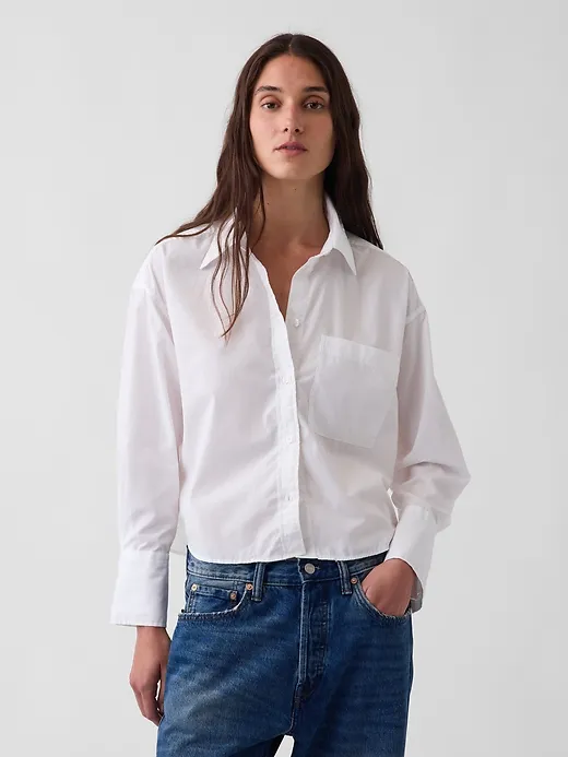 Gap — Organic Cotton Poplin Oversized Crop Shirt