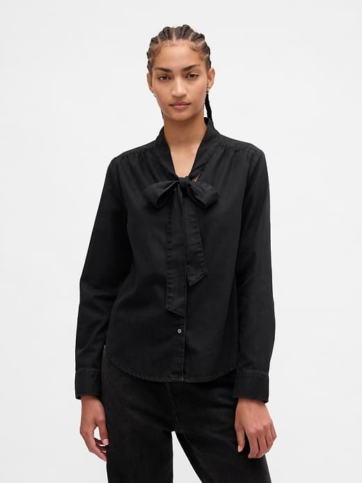Gap — Denim Tie-Neck Shirt