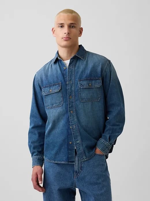 Gap — UltraSoft Denim Relaxed Utility Shirt