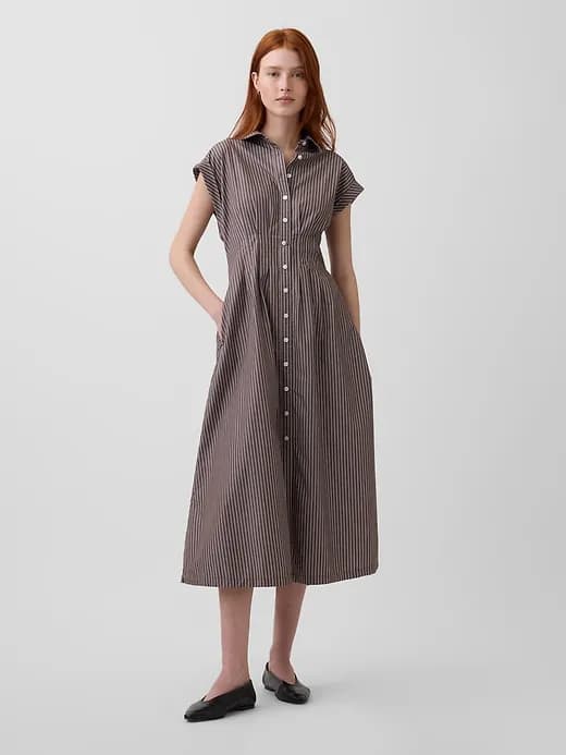 Gap — Poplin Cinched Midi Shirtdress