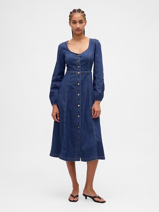 Gap — Denim Sweetheart Midi Dress