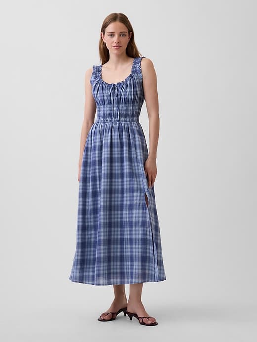 Gap — Plaid Voile Smocked Waist Maxi Dress