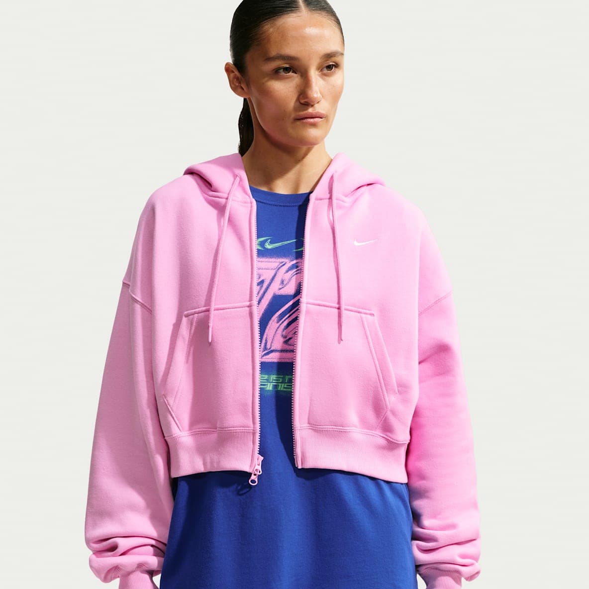 Nike — Nike Studio Fleece Medium Weight Women's Oversized Full-Zip Cropped Hoodie