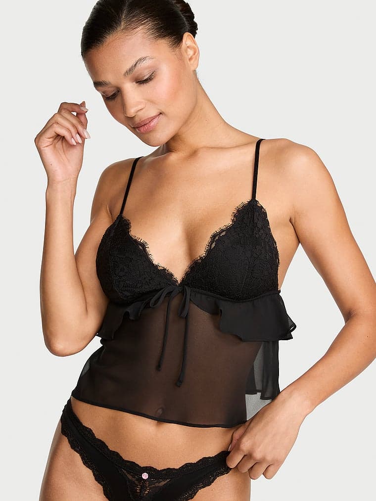 Victoria's Secret — Lace & Chiffon Flutter Triangle Bra Top